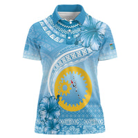 Sanma Vanuatu Women Polo Shirt Hibiscus Sand Drawing with Pacific Pattern