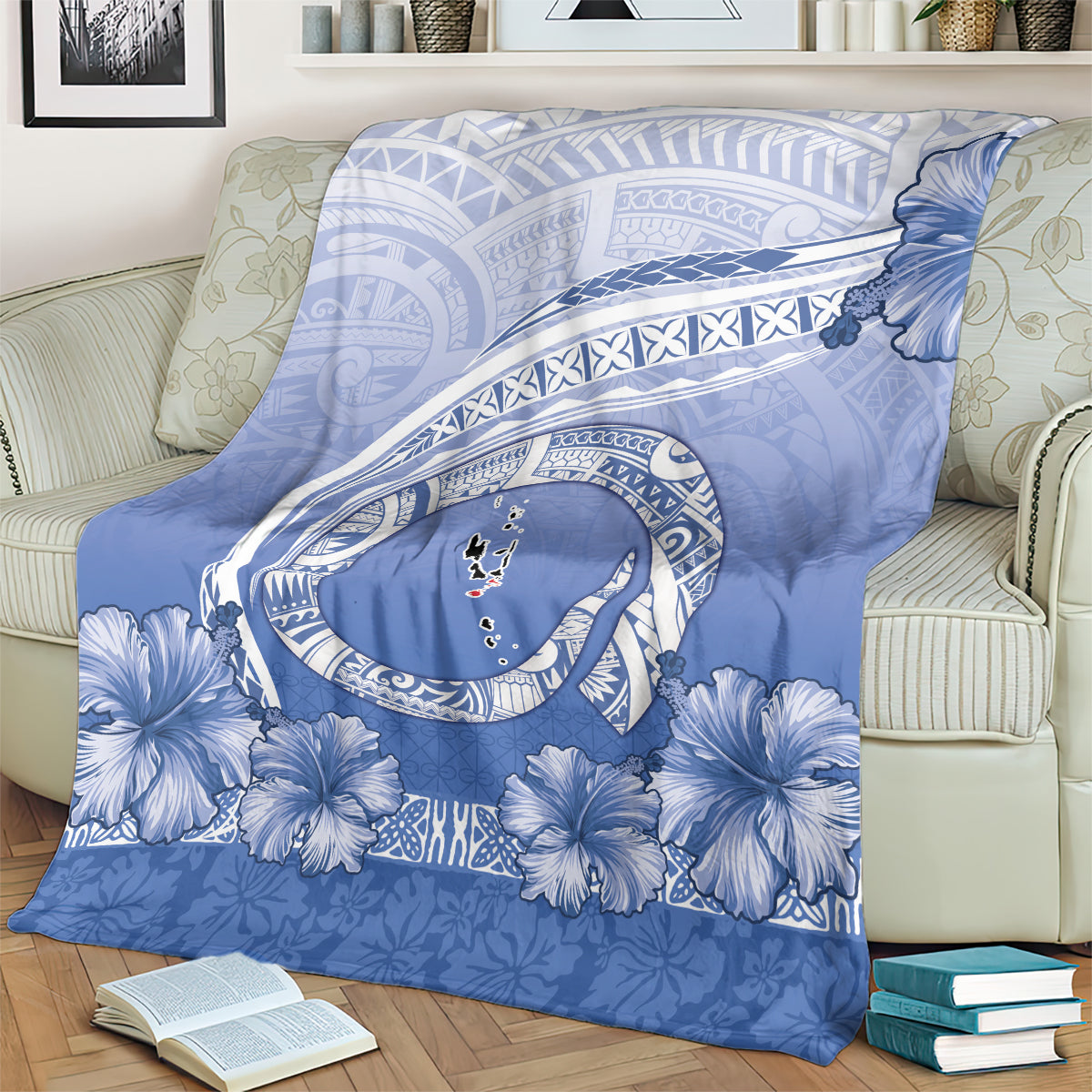 Shefa Vanuatu Blanket Hibiscus Sand Drawing with Pacific Pattern