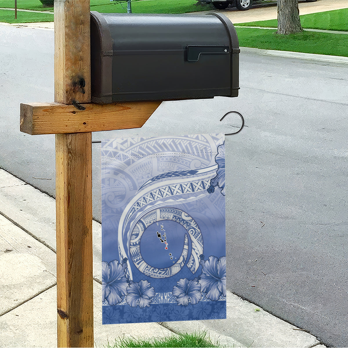 Shefa Vanuatu Garden Flag Hibiscus Sand Drawing with Pacific Pattern