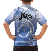 Shefa Vanuatu Kid Hawaiian Shirt Hibiscus Sand Drawing with Pacific Pattern