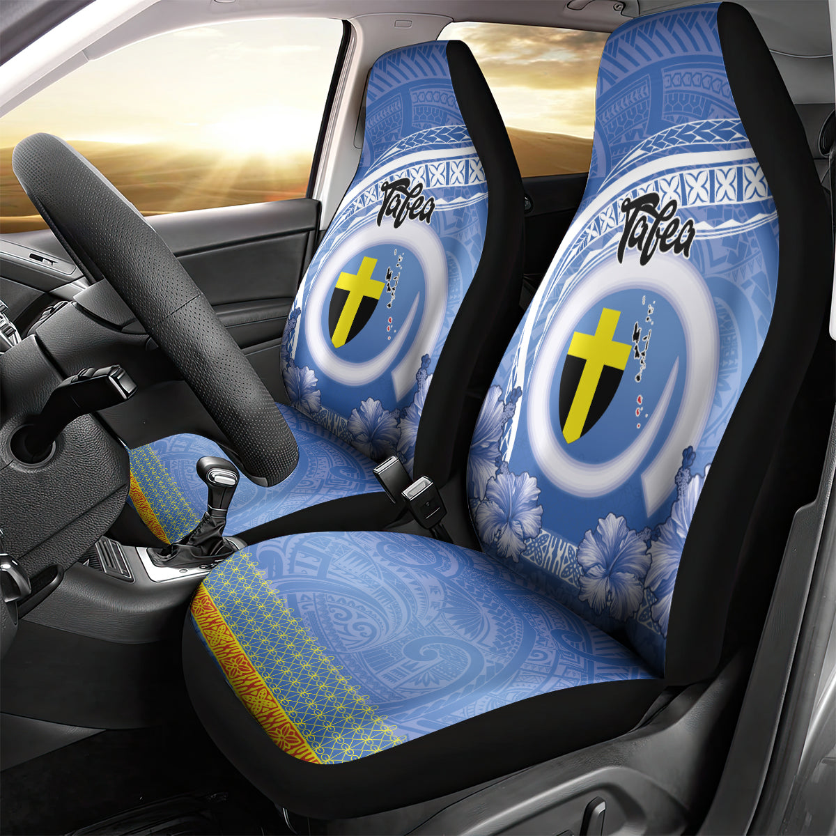Tafea Vanuatu Car Seat Cover Hibiscus Sand Drawing with Pacific Pattern