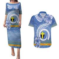 Tafea Vanuatu Couples Matching Puletasi and Hawaiian Shirt Hibiscus Sand Drawing with Pacific Pattern