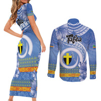 Tafea Vanuatu Couples Matching Short Sleeve Bodycon Dress and Long Sleeve Button Shirt Hibiscus Sand Drawing with Pacific Pattern