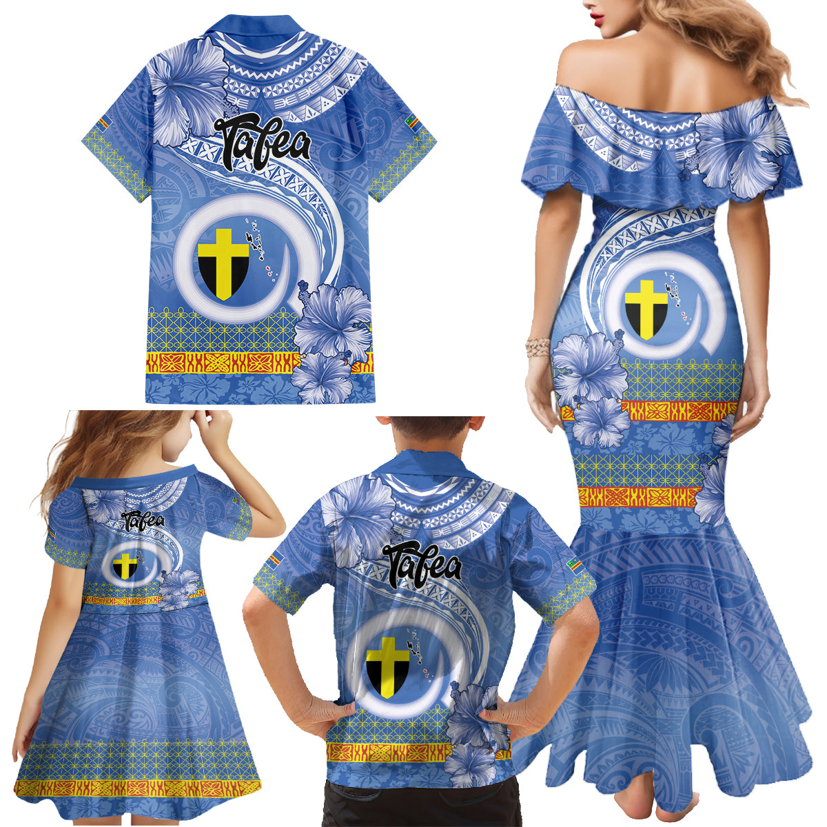Tafea Vanuatu Family Matching Mermaid Dress and Hawaiian Shirt Hibiscus Sand Drawing with Pacific Pattern