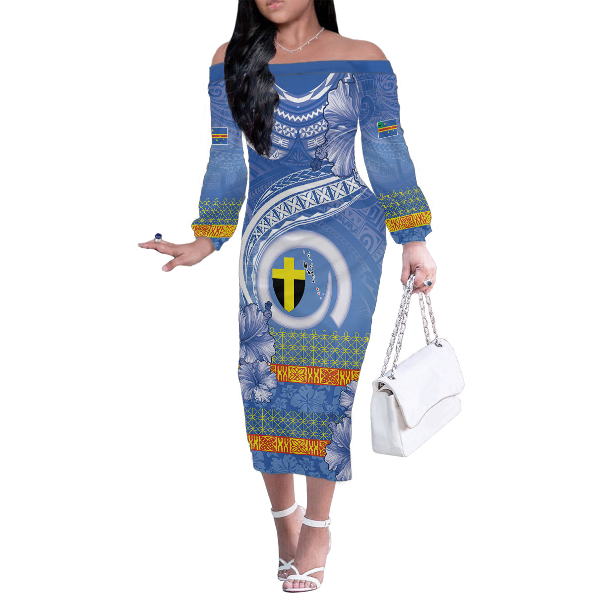 Tafea Vanuatu Family Matching Off The Shoulder Long Sleeve Dress and Hawaiian Shirt Hibiscus Sand Drawing with Pacific Pattern
