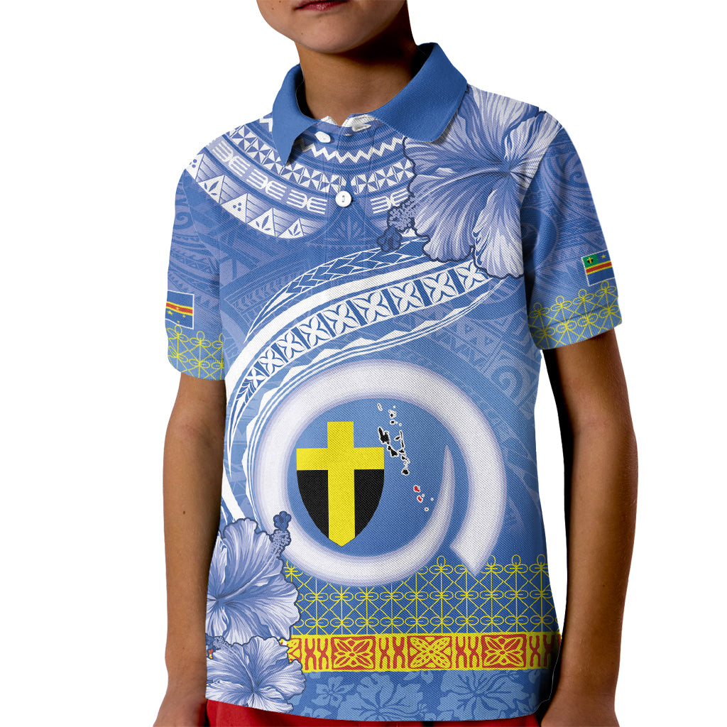 Tafea Vanuatu Kid Polo Shirt Hibiscus Sand Drawing with Pacific Pattern