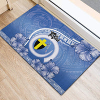 Tafea Vanuatu Rubber Doormat Hibiscus Sand Drawing with Pacific Pattern