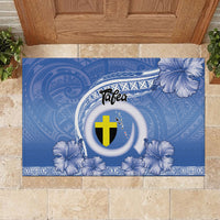 Tafea Vanuatu Rubber Doormat Hibiscus Sand Drawing with Pacific Pattern