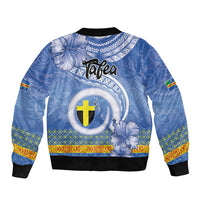 Tafea Vanuatu Sleeve Zip Bomber Jacket Hibiscus Sand Drawing with Pacific Pattern