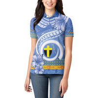 Tafea Vanuatu Women Polo Shirt Hibiscus Sand Drawing with Pacific Pattern
