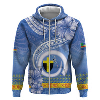 Tafea Vanuatu Zip Hoodie Hibiscus Sand Drawing with Pacific Pattern