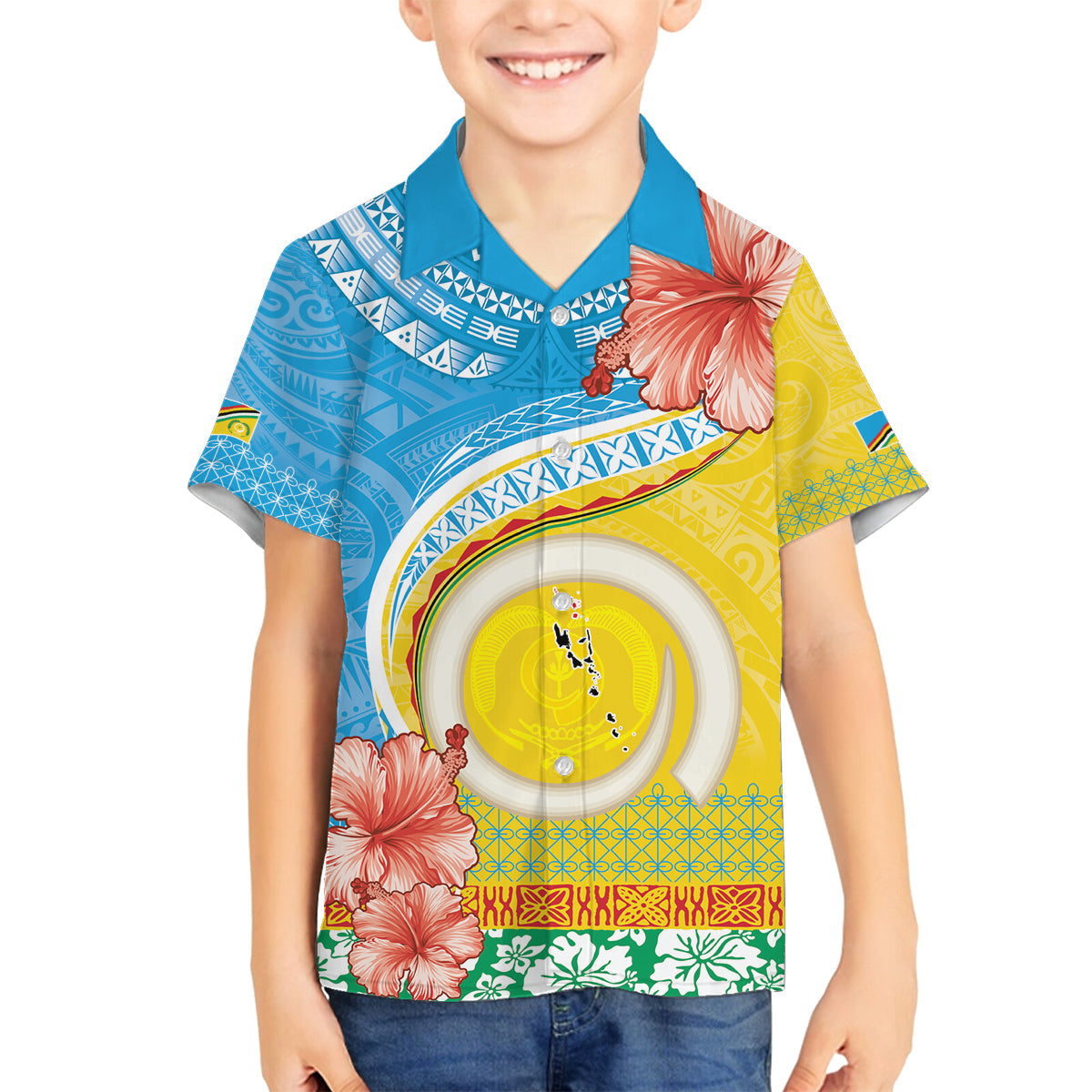Torba Vanuatu Family Matching Puletasi and Hawaiian Shirt Hibiscus Sand Drawing with Pacific Pattern