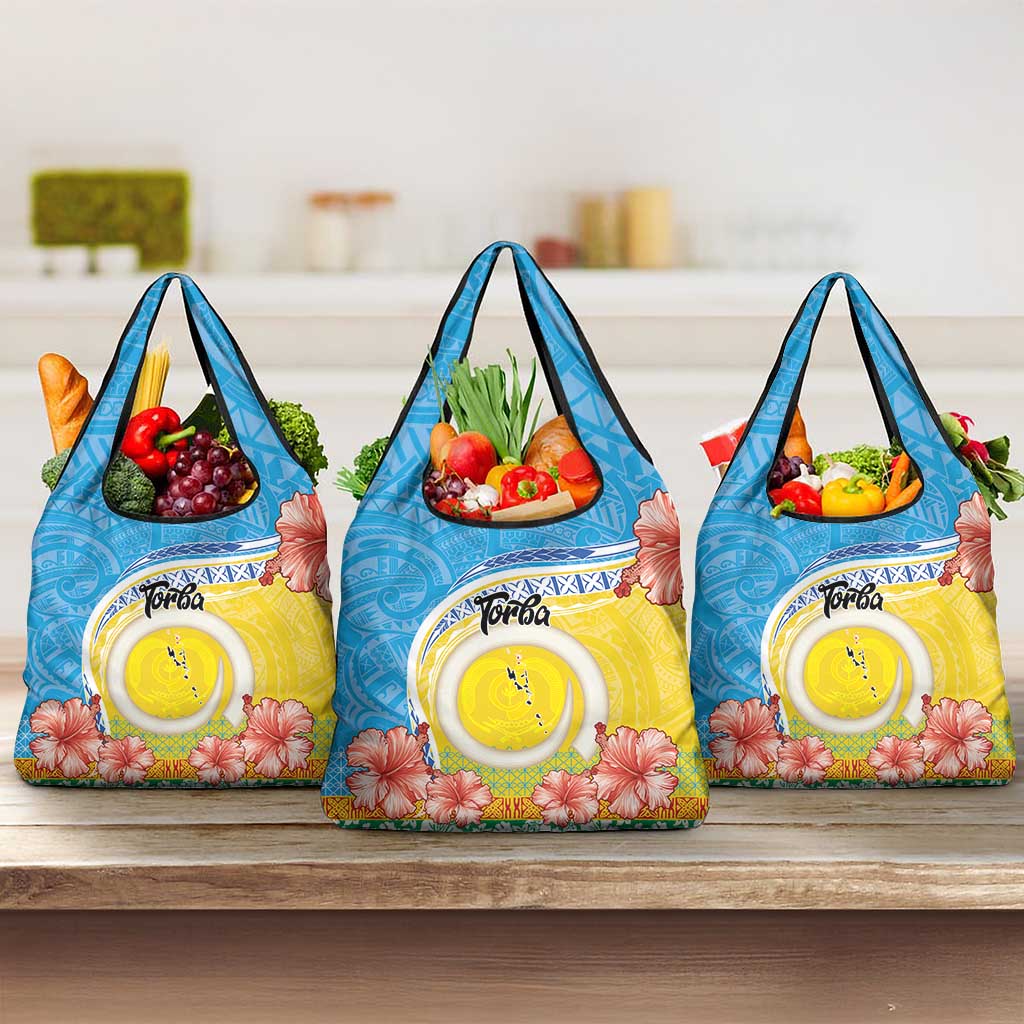 Torba Vanuatu Grocery Bag Hibiscus Sand Drawing with Pacific Pattern