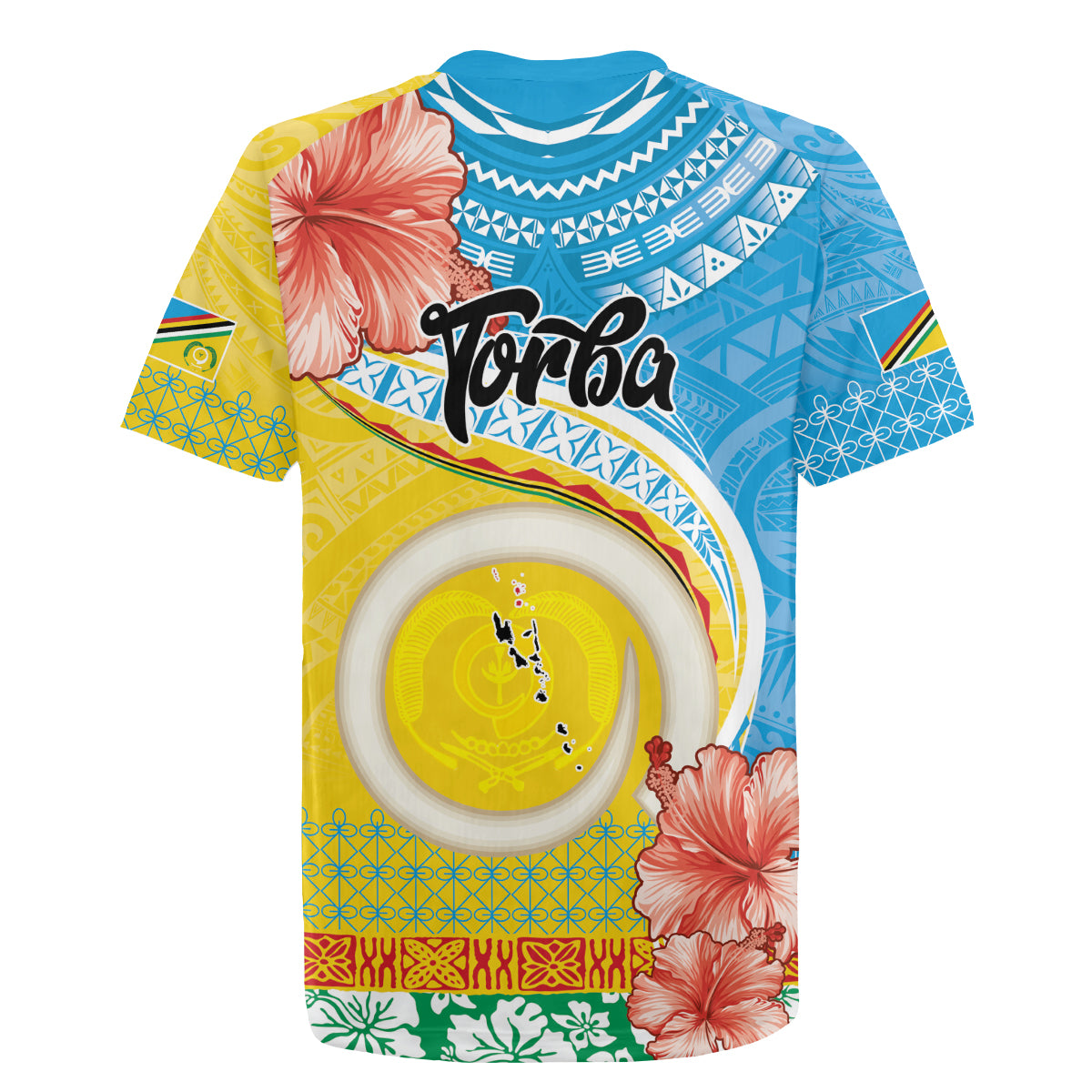 Torba Vanuatu Rugby Jersey Hibiscus Sand Drawing with Pacific Pattern LT9 - Polynesian Pride