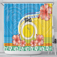 Torba Vanuatu Shower Curtain Hibiscus Sand Drawing with Pacific Pattern