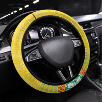 Torba Vanuatu Steering Wheel Cover Hibiscus Sand Drawing with Pacific Pattern