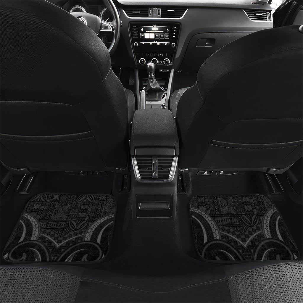 Custom Fiji and New Zealand Car Mats Maori Fern Mix Tapa Tribal Unique LT9 Set 2pcs - Back Black - Polynesian Pride
