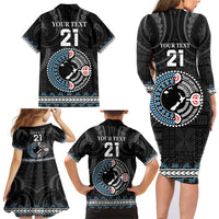 Custom Fiji and New Zealand Family Matching Long Sleeve Bodycon Dress and Hawaiian Shirt Maori Fern Mix Tapa Tribal Unique LT9 - Polynesian Pride