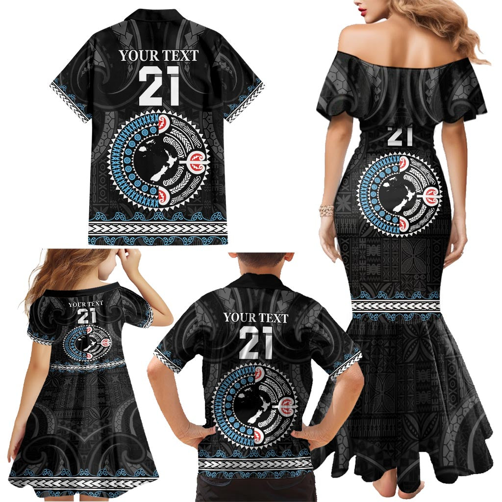 Custom Fiji and New Zealand Family Matching Mermaid Dress and Hawaiian Shirt Maori Fern Mix Tapa Tribal Unique LT9 - Polynesian Pride