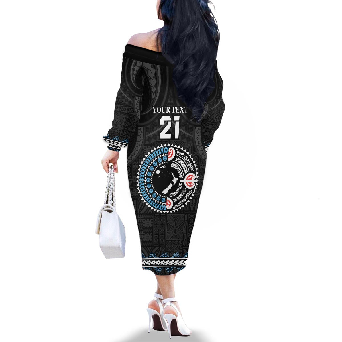 Custom Fiji and New Zealand Family Matching Off The Shoulder Long Sleeve Dress and Hawaiian Shirt Maori Fern Mix Tapa Tribal Unique LT9 - Polynesian Pride
