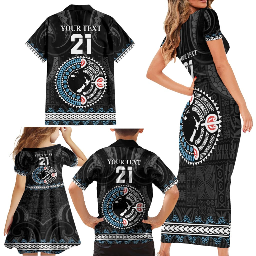 Custom Fiji and New Zealand Family Matching Short Sleeve Bodycon Dress and Hawaiian Shirt Maori Fern Mix Tapa Tribal Unique LT9 - Polynesian Pride