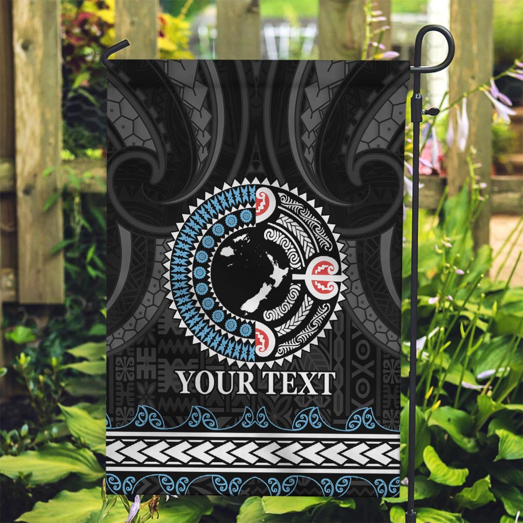 Custom Fiji and New Zealand Garden Flag Maori Fern Mix Tapa Tribal Unique LT9 Garden Flag Black - Polynesian Pride
