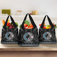 Custom Fiji and New Zealand Grocery Bag Maori Fern Mix Tapa Tribal Unique LT9 3-pack One Size Black - Polynesian Pride