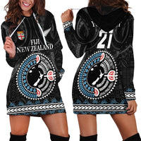 Custom Fiji and New Zealand Hoodie Dress Maori Fern Mix Tapa Tribal Unique LT9 - Polynesian Pride