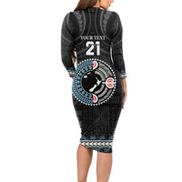 Custom Fiji and New Zealand Long Sleeve Bodycon Dress Maori Fern Mix Tapa Tribal Unique LT9 - Polynesian Pride