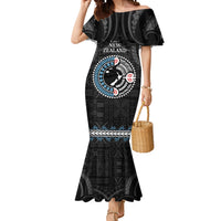 Custom Fiji and New Zealand Mermaid Dress Maori Fern Mix Tapa Tribal Unique LT9 Women Black - Polynesian Pride