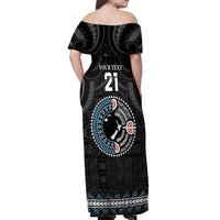 Custom Fiji and New Zealand Off Shoulder Maxi Dress Maori Fern Mix Tapa Tribal Unique LT9 - Polynesian Pride
