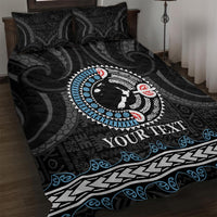 Custom Fiji and New Zealand Quilt Bed Set Maori Fern Mix Tapa Tribal Unique LT9 Black - Polynesian Pride