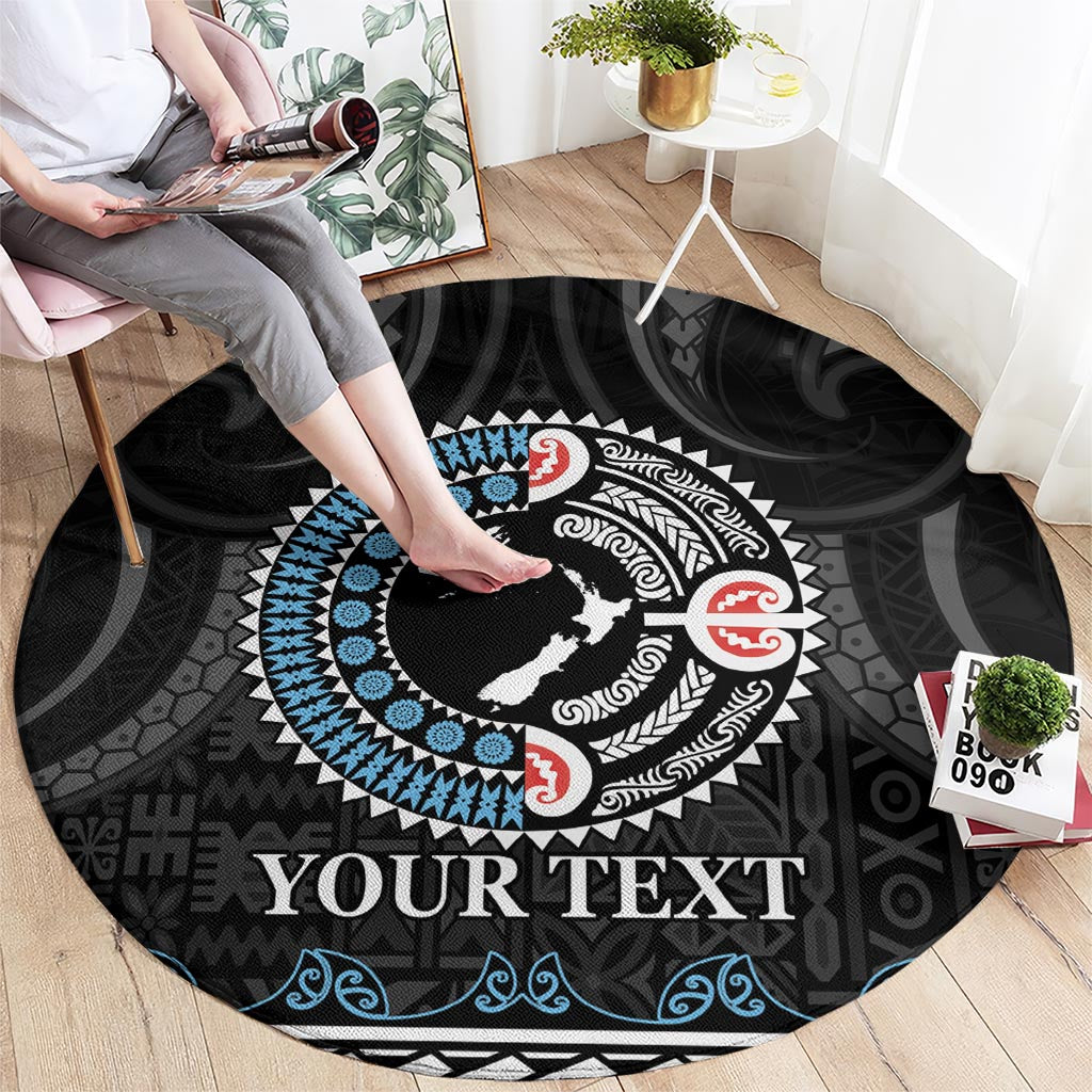 Custom Fiji and New Zealand Round Carpet Maori Fern Mix Tapa Tribal Unique LT9 - Polynesian Pride