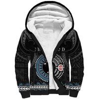 Custom Fiji and New Zealand Sherpa Hoodie Maori Fern Mix Tapa Tribal Unique LT9 Unisex Black - Polynesian Pride