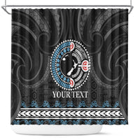 Custom Fiji and New Zealand Shower Curtain Maori Fern Mix Tapa Tribal Unique LT9 Black - Polynesian Pride