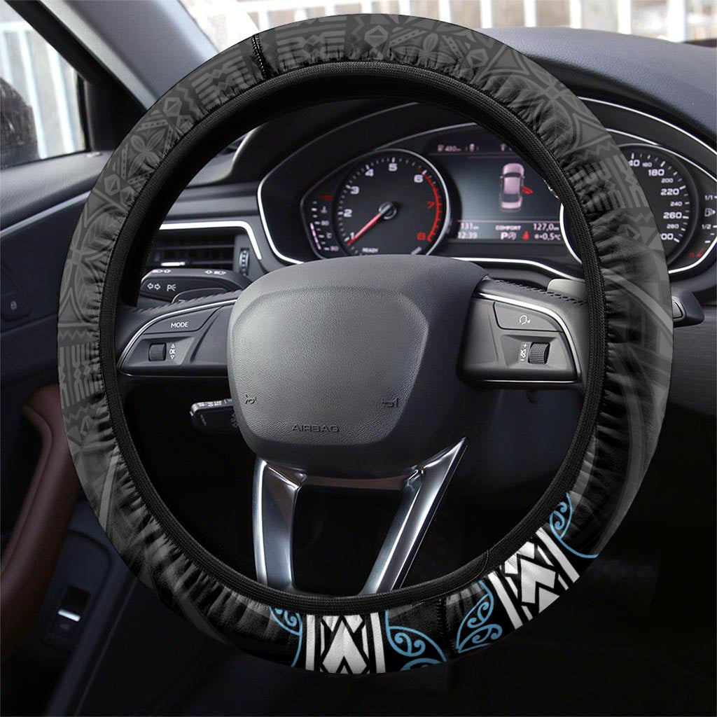 Fiji and New Zealand Steering Wheel Cover Maori Fern Mix Tapa Tribal Unique LT9 - Polynesian Pride