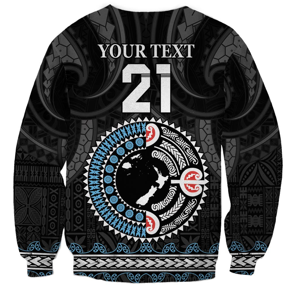 Custom Fiji and New Zealand Sweatshirt Maori Fern Mix Tapa Tribal Unique LT9 - Polynesian Pride