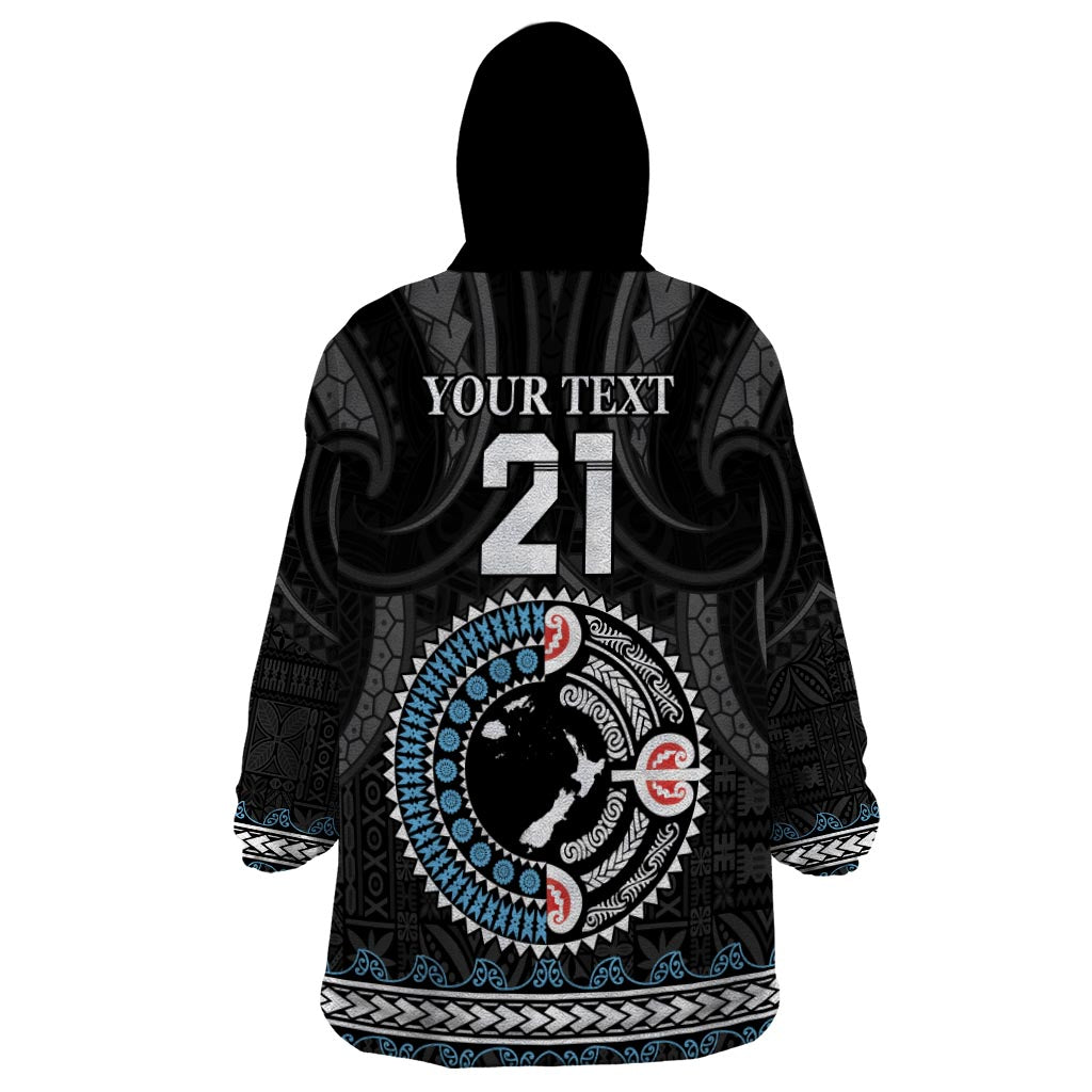 Custom Fiji and New Zealand Wearable Blanket Hoodie Maori Fern Mix Tapa Tribal Unique LT9 - Polynesian Pride