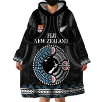 Custom Fiji and New Zealand Wearable Blanket Hoodie Maori Fern Mix Tapa Tribal Unique LT9 - Polynesian Pride