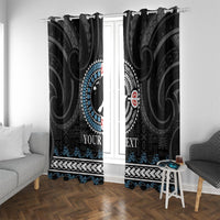 Custom Fiji and New Zealand Window Curtain Maori Fern Mix Tapa Tribal Unique LT9 With Grommets Black - Polynesian Pride