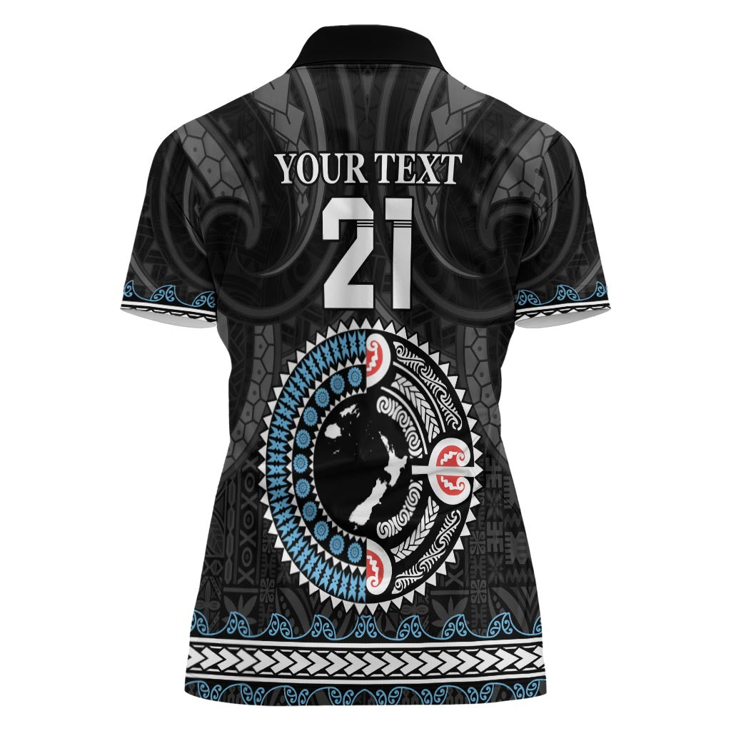 Custom Fiji and New Zealand Women Polo Shirt Maori Fern Mix Tapa Tribal Unique LT9 - Polynesian Pride