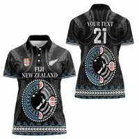 Custom Fiji and New Zealand Women Polo Shirt Maori Fern Mix Tapa Tribal Unique LT9 - Polynesian Pride