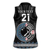 Custom Fiji and New Zealand Women Sleeveless Polo Shirt Maori Fern Mix Tapa Tribal Unique LT9 - Polynesian Pride
