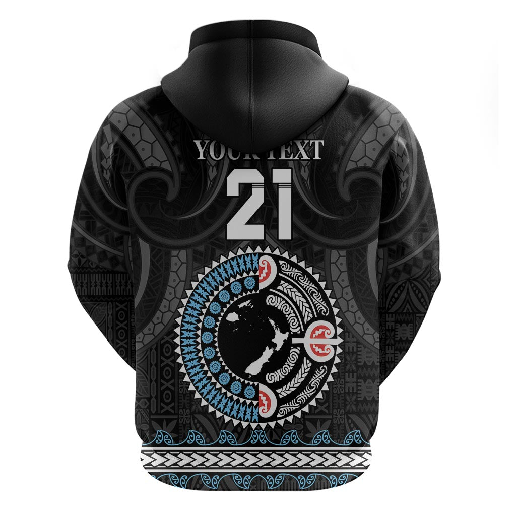 Custom Fiji and New Zealand Zip Hoodie Maori Fern Mix Tapa Tribal Unique LT9 - Polynesian Pride