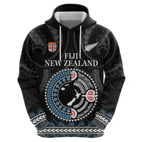 Custom Fiji and New Zealand Zip Hoodie Maori Fern Mix Tapa Tribal Unique LT9 - Polynesian Pride