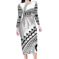 Custom Fiji Rugby Cibi Dance Family Matching Long Sleeve Bodycon Dress and Hawaiian Shirt Create History World Cup Sevens LT9 Mom's Dress White - Polynesian Pride
