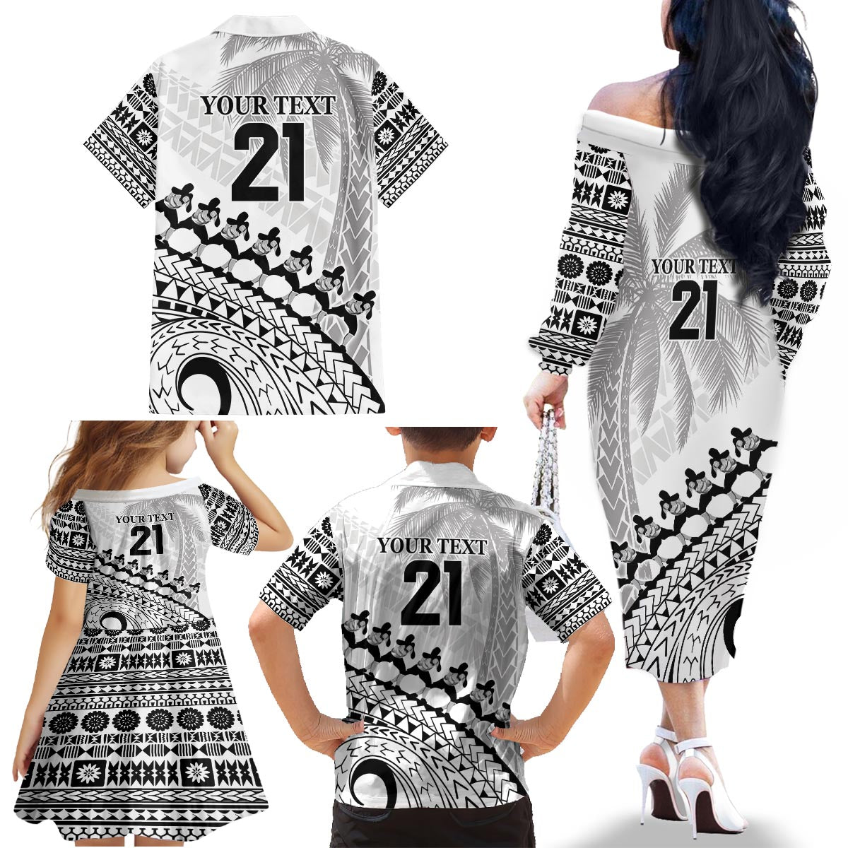 Custom Fiji Rugby Cibi Dance Family Matching Off The Shoulder Long Sleeve Dress and Hawaiian Shirt Create History World Cup Sevens LT9 - Polynesian Pride
