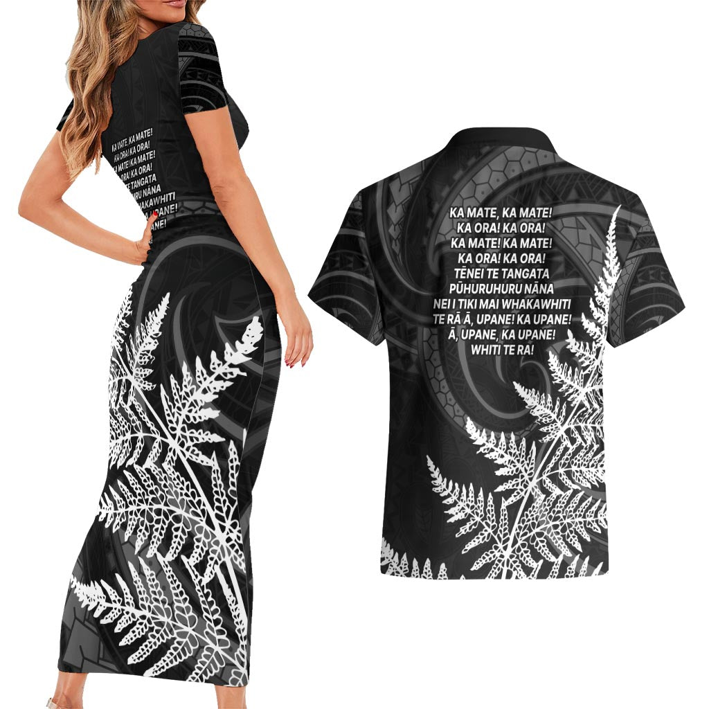 New Zealand Black Fern 7s Couples Matching Short Sleeve Bodycon Dress and Hawaiian Shirt History World Cup Sevens LT9 - Polynesian Pride