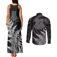 New Zealand Black Fern 7s Couples Matching Tank Maxi Dress and Long Sleeve Button Shirt History World Cup Sevens LT9 - Polynesian Pride