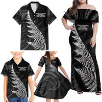 New Zealand Black Fern 7s Family Matching Off Shoulder Maxi Dress and Hawaiian Shirt History World Cup Sevens LT9 - Polynesian Pride